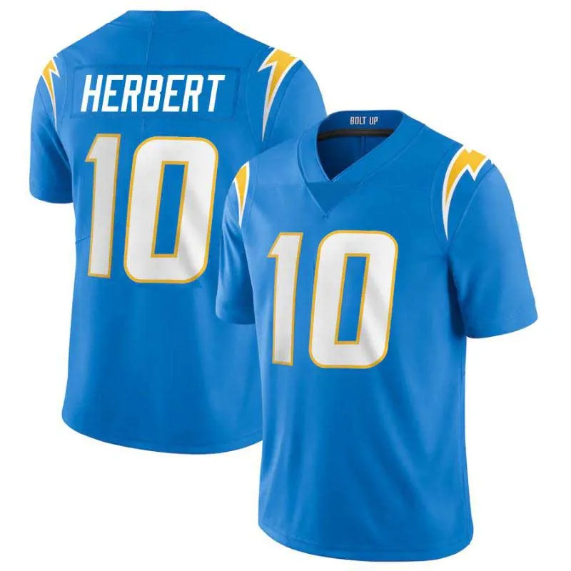 

2022 Wholesale Best Quality Custom Your Name Number Los Angeles Stitched American Football Jerseys Charger Herbert Allen Ekeler, White, black, yellow, orange, blue, gray, red, purple