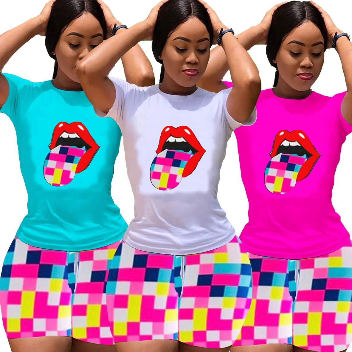 Womens Biker Short Outfits Set Two Piece Lips Print T Shirt and Shorts 2 Piece Designer Joggers Short Set
Womens Biker Short Outfits Set Two Piece Lips Print T Shirt and Shorts 2 Piece Designer Joggers Short Set