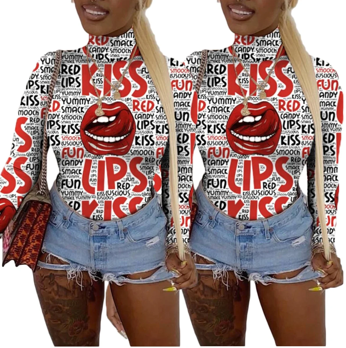 MT150-1200 Wholesale fashion casual all-match nightclub ladies high neck lip printing long sleeve top
MT150-1200 Wholesale fashion casual all-match nightclub ladies high neck lip printing long sleeve top