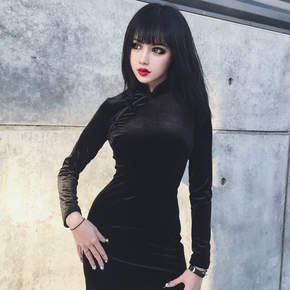 Goth Dark Women Dress Cheongsam Chinese Style Skinny Mini Dress Sexy Vintage Harajuku Summer Women Clothing Slim 2021 #0946
Goth Dark Women Dress Cheongsam Chinese Style Skinny Mini Dress Sexy Vintage Harajuku Summer Women Clothing Slim 2021 #0946