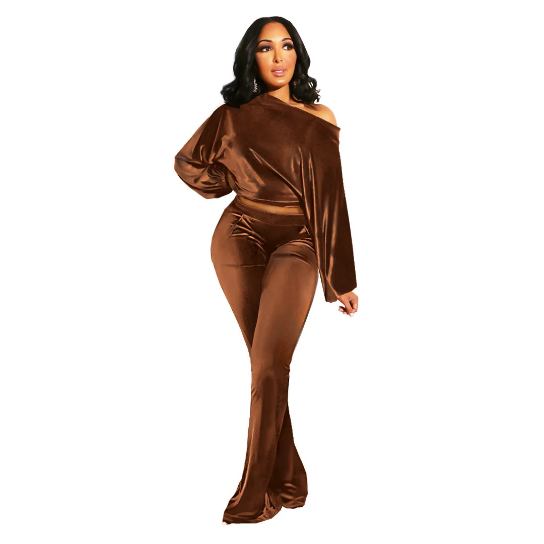 2021 Fall/Winter Women's Flannel Shoulder Lantern Sleeve Pocket Flared Pants Two-Piece Set, Picture color
2021 Fall/Winter Women's Flannel Shoulder Lantern Sleeve Pocket Flared Pants Two-Piece Set, Picture color