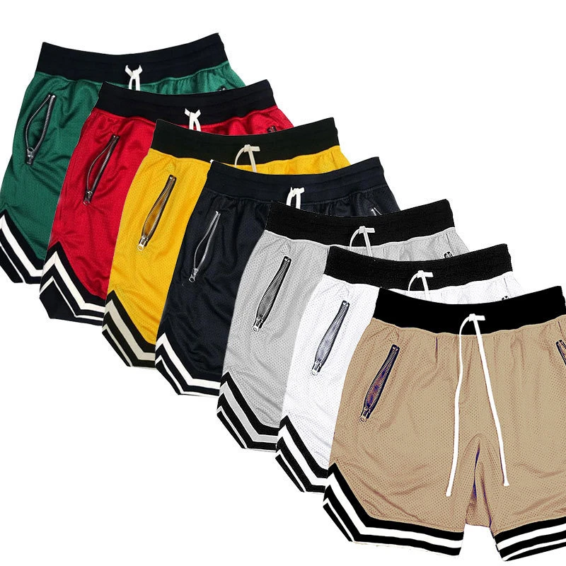 Mens elastic waist mesh shorts basketball logo custom athletic shorts with zipper pockets, White, khaki, yellow, red, gray, green, black
Mens elastic waist mesh shorts basketball logo custom athletic shorts with zipper pockets, White, khaki, yellow, red, gray, green, black