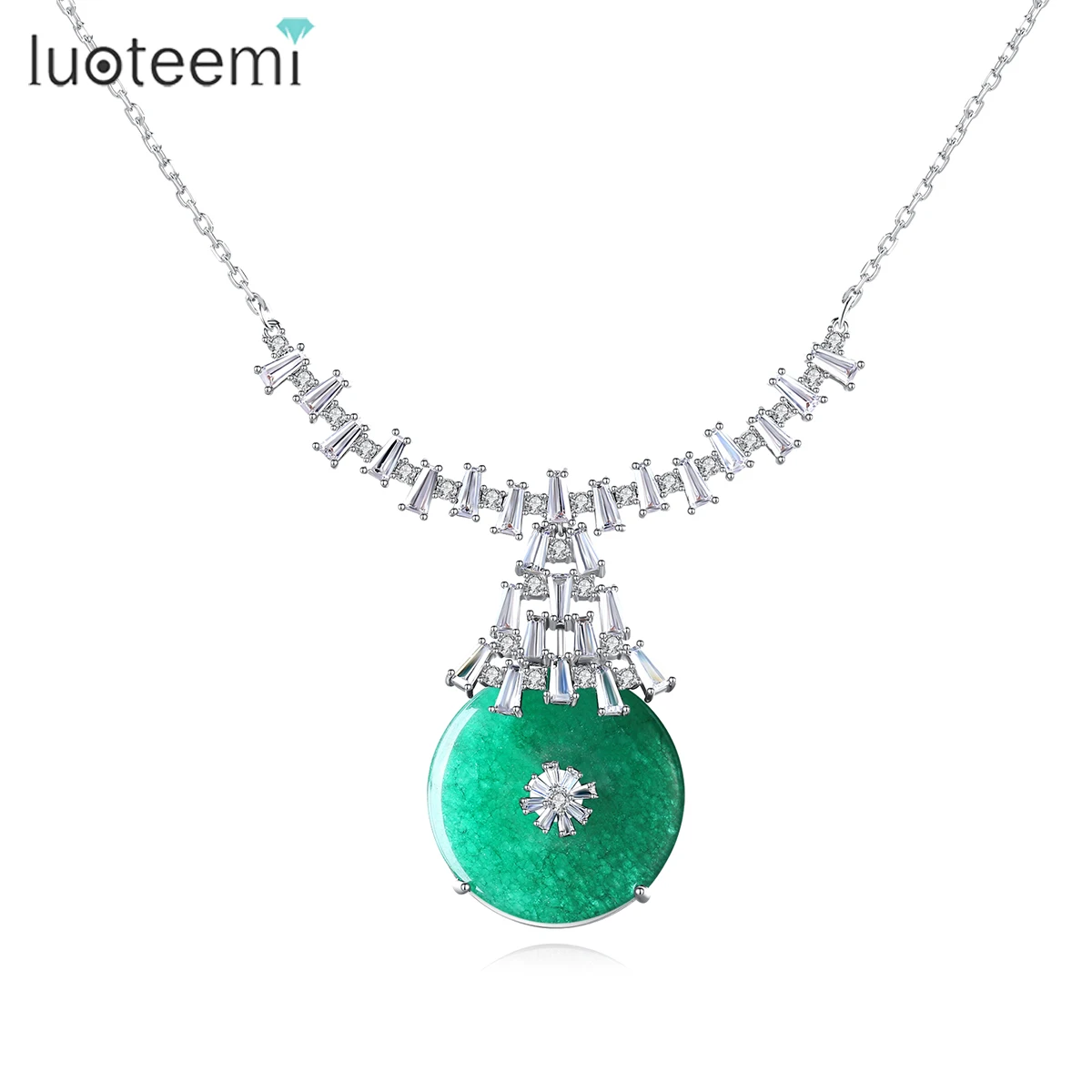 LUOTEEMI Green Round Jard Pure Stone Necklace Brass Chain Pendant Necklace for Women GIfts Wholesale
LUOTEEMI Green Round Jard Pure Stone Necklace Brass Chain Pendant Necklace for Women GIfts Wholesale