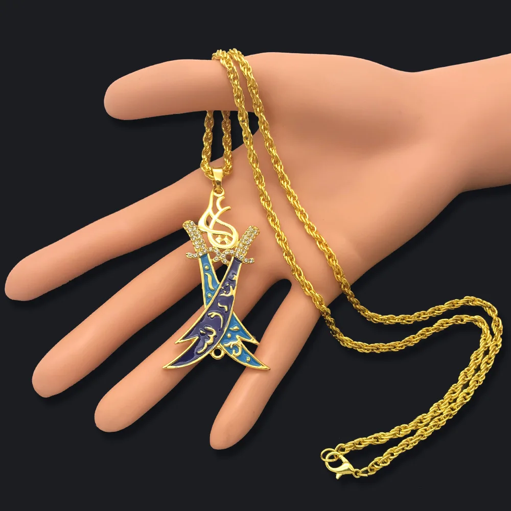 HOVANCI Colorful Oil Drop Arabic Islam Muslim Imam Ali Sword Pendant Necklace Gold Plated Ali Sword Zulfikar Pendant Necklace
HOVANCI Colorful Oil Drop Arabic Islam Muslim Imam Ali Sword Pendant Necklace Gold Plated Ali Sword Zulfikar Pendant Necklace