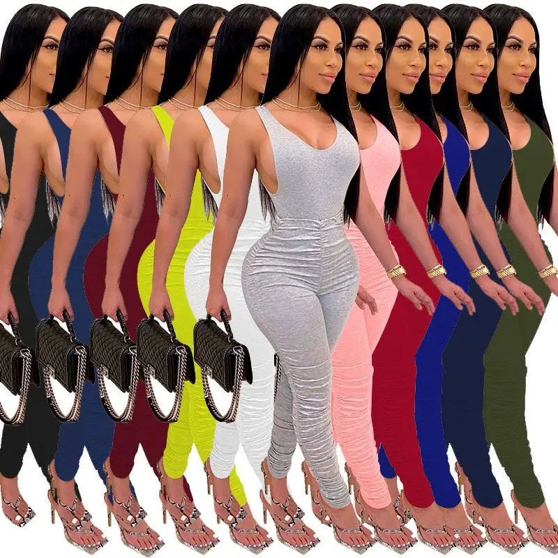 Soild Color Tights Sleeveless Deep V One Piece Bodycon Bodysuit And Stacked Pants Set Women Outfits 2 Piece, 10 colors
Soild Color Tights Sleeveless Deep V One Piece Bodycon Bodysuit And Stacked Pants Set Women Outfits 2 Piece, 10 colors