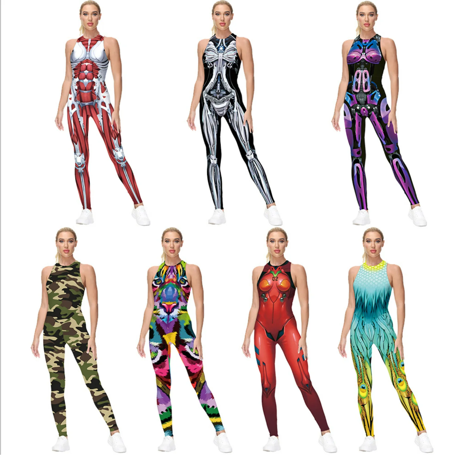 2021 Halloween new arrivals clothing Evangelion Skeleton Women's Backless Sleeveless skinny bodycon cosplay long pants jumpsuit
2021 Halloween new arrivals clothing Evangelion Skeleton Women's Backless Sleeveless skinny bodycon cosplay long pants jumpsuit