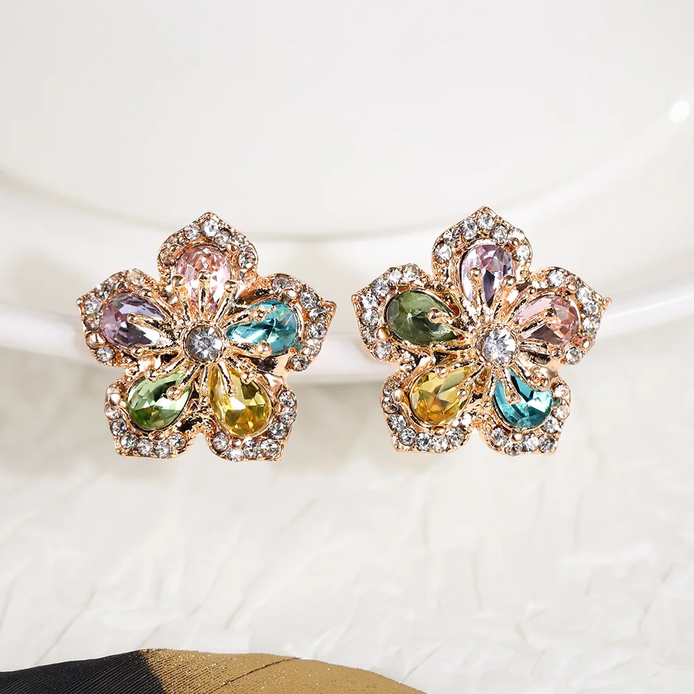 JOJO Fashion Colored Vintage Alloy Gemstone Crystal Flower Shaped Ear Studs Earrings
JOJO Fashion Colored Vintage Alloy Gemstone Crystal Flower Shaped Ear Studs Earrings