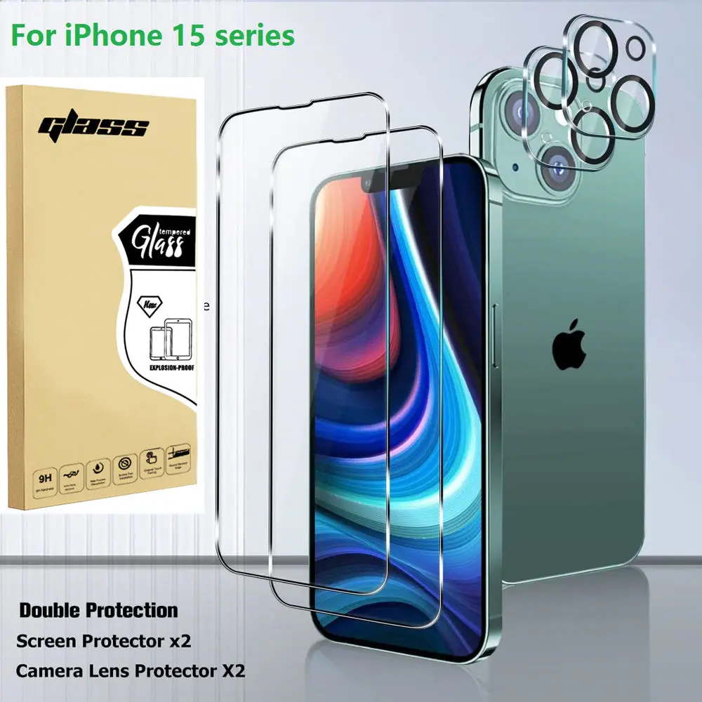 2 Pack for iPhone 15 Pro Max Tempered Glass Screen Protector with Camera Lens Protector Bubble Free Phone Protection Sets
2 Pack for iPhone 15 Pro Max Tempered Glass Screen Protector with Camera Lens Protector Bubble Free Phone Protection Sets