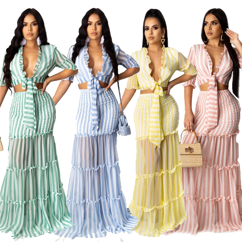 lady cloth 2 piece set dresses women clothing holiday beach summer Bohemia striped shirt and long dress two piece set for women
lady cloth 2 piece set dresses women clothing holiday beach summer Bohemia striped shirt and long dress two piece set for women
