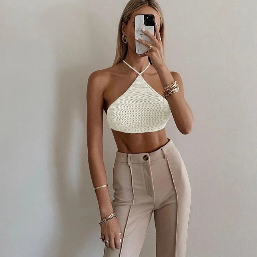 Kliou W21B00226 Summer Fashion Sexy Backless Bandage Solid Women Camisole Basic Female Crop Top, Black
Kliou W21B00226 Summer Fashion Sexy Backless Bandage Solid Women Camisole Basic Female Crop Top, Black