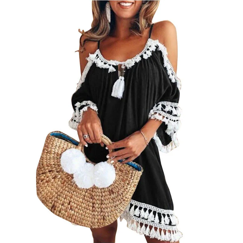 Short Sexy Summer Dresses Women Casual Loose Solid Spaghetti Strap Mini Dress Boho Beach Tassels, Picture
Short Sexy Summer Dresses Women Casual Loose Solid Spaghetti Strap Mini Dress Boho Beach Tassels, Picture