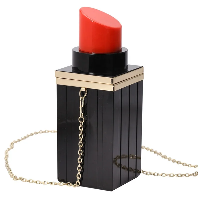 Wholesale mini acrylic lipstick shape clutch shoulder chain evening bag, Black,white
Wholesale mini acrylic lipstick shape clutch shoulder chain evening bag, Black,white