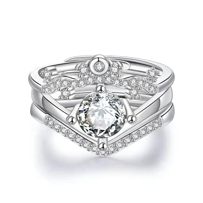 Wholesale 925 Silver Jewelry Sets ring Classic heartbeating romantic tiara Art Engagement Gold Plated zircon CZ silver ring, White gold (rose gold, yellow are avaliable)
Wholesale 925 Silver Jewelry Sets ring Classic heartbeating romantic tiara Art Engagement Gold Plated zircon CZ silver ring, White gold (rose gold, yellow are avaliable)