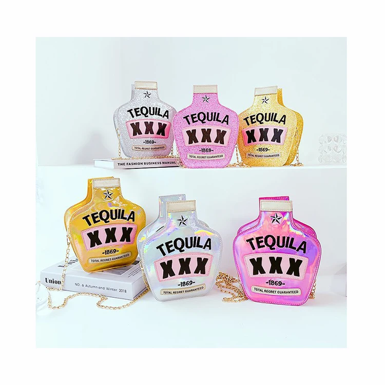Creative Funny Embroidery Letters Women Chain Purses Handbags Tequila Wine Bottle Shoulder Bags Ladies Laser Glitter Hand Bags
Creative Funny Embroidery Letters Women Chain Purses Handbags Tequila Wine Bottle Shoulder Bags Ladies Laser Glitter Hand Bags