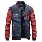 Men's Coat Baseball Collar Motorcycle Pu Loose European Style Plus Velvet Leather Jacket