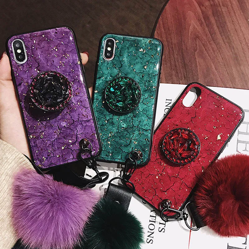 Luxury marbled 3D shiny cute diamond stand hair ball lanyard case for iphone XS MAX XR 6s 7 8 plus X for samsung S8 S9 S10 Note
Luxury marbled 3D shiny cute diamond stand hair ball lanyard case for iphone XS MAX XR 6s 7 8 plus X for samsung S8 S9 S10 Note