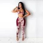 Suspender Women 2020 New Sexy Newspaper Print Suspender Top Slim Pencil Pants Suit Two-piece Suit Women