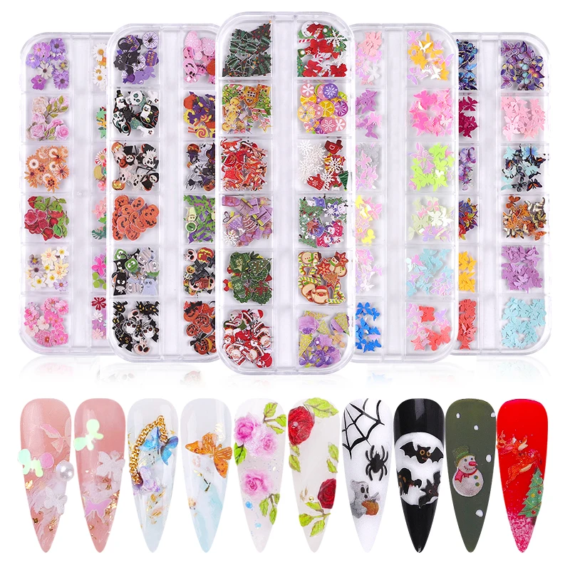 3D Emulation Halloween Christmas Nail Art Sequins Mix Butterfly Flowers Pumpkin Spider Wood Pulp Nail Flake Manicure Decorations
3D Emulation Halloween Christmas Nail Art Sequins Mix Butterfly Flowers Pumpkin Spider Wood Pulp Nail Flake Manicure Decorations