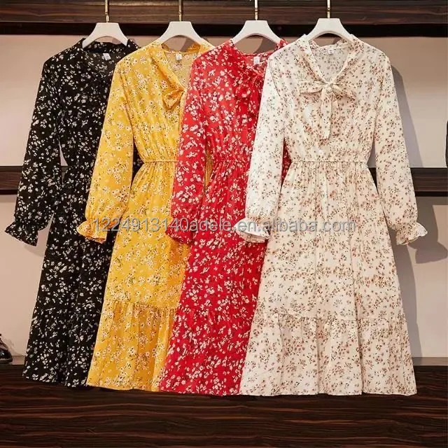 Wholesale Women elegant floral-print dress fashion casual womens clothes chiffon dresses Ladies Trendy Dress 
Wholesale Women elegant floral-print dress fashion casual womens clothes chiffon dresses Ladies Trendy Dress