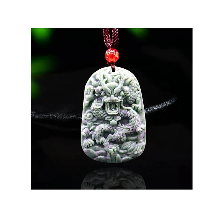 

New Jade Dragon Pendant Charm Gemstone Necklace Chinese Women Gifts Carved Fashion Natural Amulet Jewelry Accessories, Green