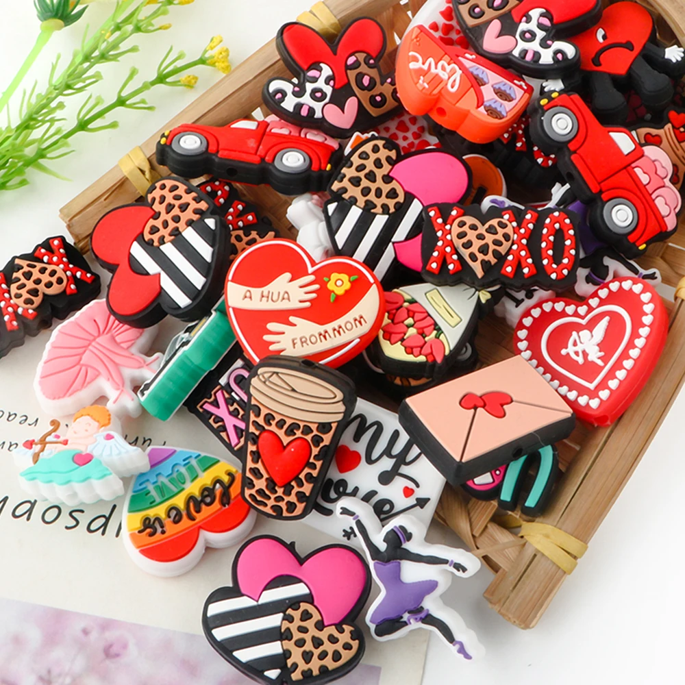 Custom Valentine Day Baby Teething Toy Focal Beads Silicone For Pens Pendant Jewelry Key Chain Tassel DIY Adults Crafts Supplies
Custom Valentine Day Baby Teething Toy Focal Beads Silicone For Pens Pendant Jewelry Key Chain Tassel DIY Adults Crafts Supplies