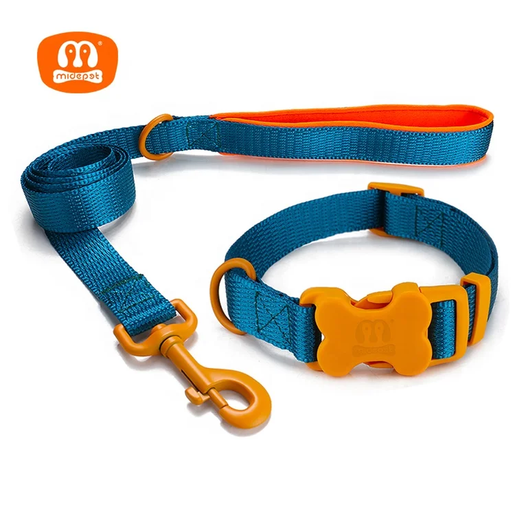 Midepet pet supplies designer dog collars set custom print Logo strong nylon dog leash set padded dog lead, Customized color
Midepet pet supplies designer dog collars set custom print Logo strong nylon dog leash set padded dog lead, Customized color