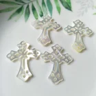 Mother of Pearl shell hollow carving cross pendant charm jewelry accessories