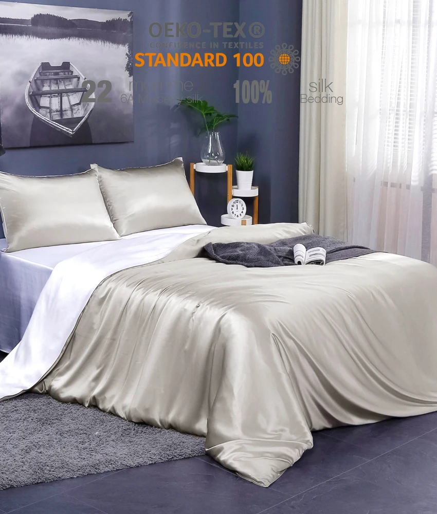 New Arrival Four-Piece Duvet Cover Set Silk Wholesale 19 mm Silk Bedding Silk sheets bedding set
New Arrival Four-Piece Duvet Cover Set Silk Wholesale 19 mm Silk Bedding Silk sheets bedding set