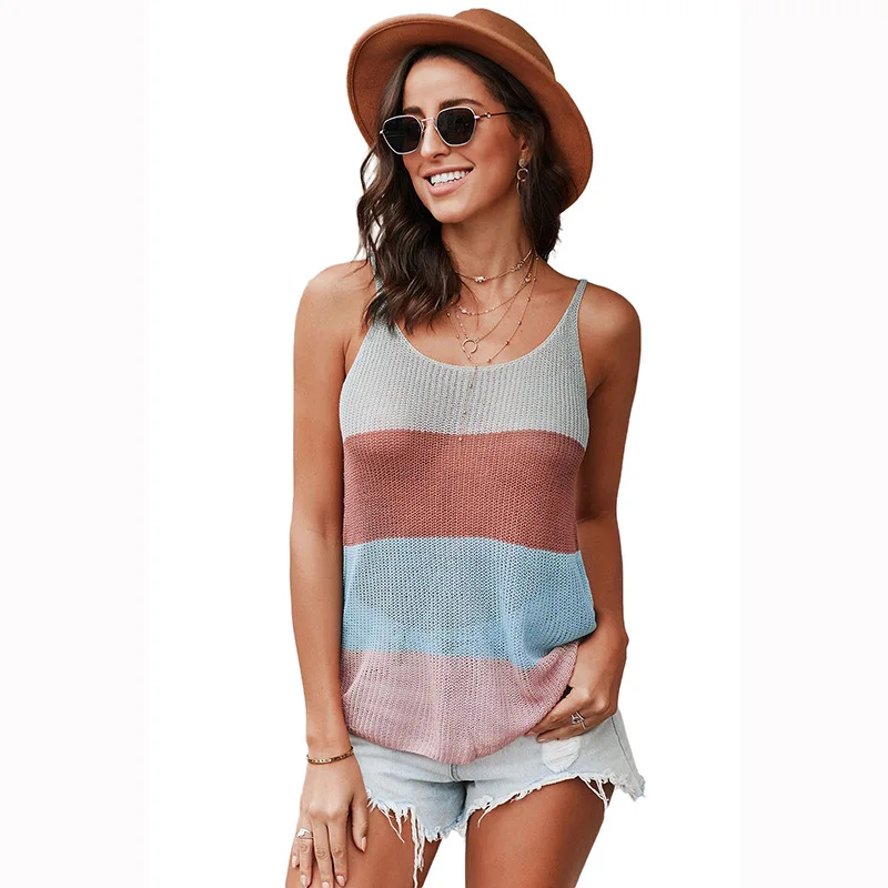 2021 Summer New Casual Blouse Round Neck Thin Shoulder Tank Tops Woman Summer Knitted Shirts For Women Bblouses, 6 colors
2021 Summer New Casual Blouse Round Neck Thin Shoulder Tank Tops Woman Summer Knitted Shirts For Women Bblouses, 6 colors