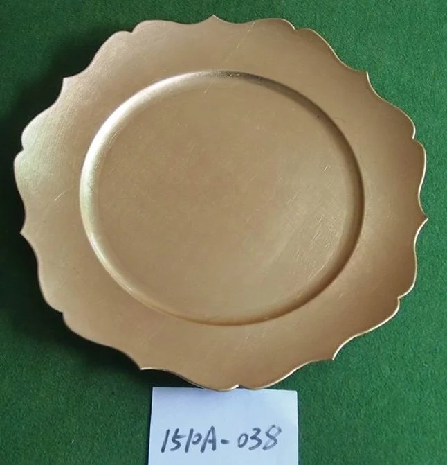 HJS031 Wholesale cheap gold plastic under plate wedding restaurant charger plate, Customized color
HJS031 Wholesale cheap gold plastic under plate wedding restaurant charger plate, Customized color