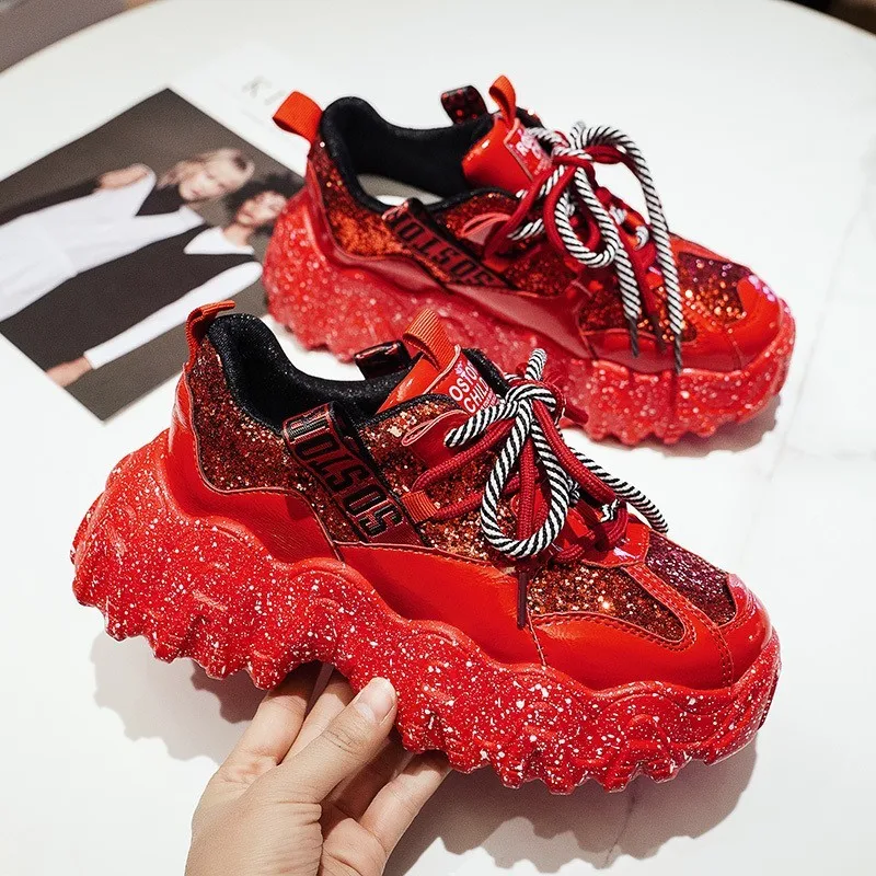 Chunky Sneakers Women Breathable Casual Shoes Ladies 2021 Fashion Shiny red Sneakers Shoes for Women Zapatos de mujer, Black,red
Chunky Sneakers Women Breathable Casual Shoes Ladies 2021 Fashion Shiny red Sneakers Shoes for Women Zapatos de mujer, Black,red