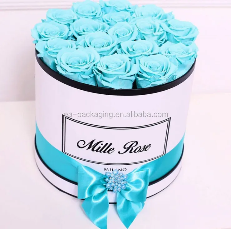 quality black paper round flower box luxury for gift packaging