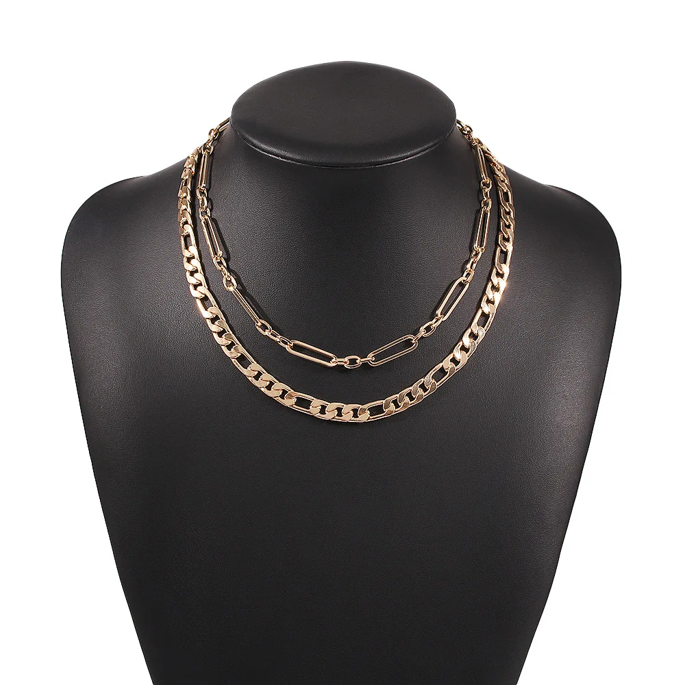 Factory Price Joker Double Link Necklace Female Punk Hip-hop Retro Fashion Figaro Chain Necklace Cool Gold Alloy Necklace
Factory Price Joker Double Link Necklace Female Punk Hip-hop Retro Fashion Figaro Chain Necklace Cool Gold Alloy Necklace