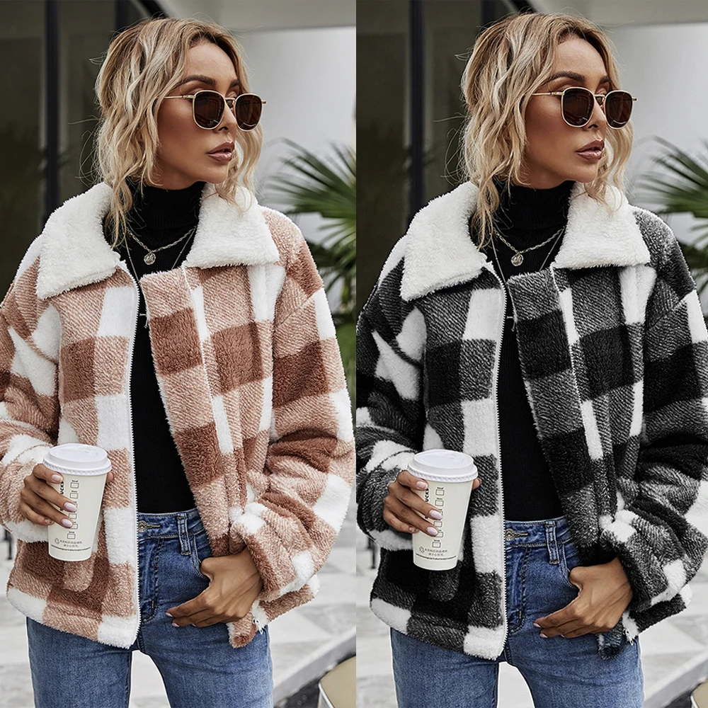 wholesale fashion fleece zipper womens jackets and coats Women Sherpa plaid flannel jacket luxury coat for women stylish 2021, 2 colors
wholesale fashion fleece zipper womens jackets and coats Women Sherpa plaid flannel jacket luxury coat for women stylish 2021, 2 colors
