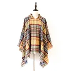Autumn Winter Scarves Women Knitted Poncho Cape Hooded Stripe Oversized Cardigan Blanket Long Shawl Scarf