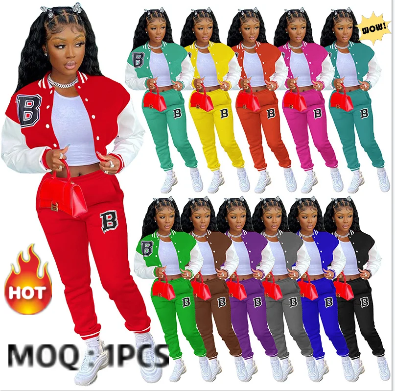 2022 Womans lounge wear Clothes Letterman Jacket Trousers Two Piece Long Sets Jogger Crop Top Button Down Outfit set with women, Picture color
2022 Womans lounge wear Clothes Letterman Jacket Trousers Two Piece Long Sets Jogger Crop Top Button Down Outfit set with women, Picture color