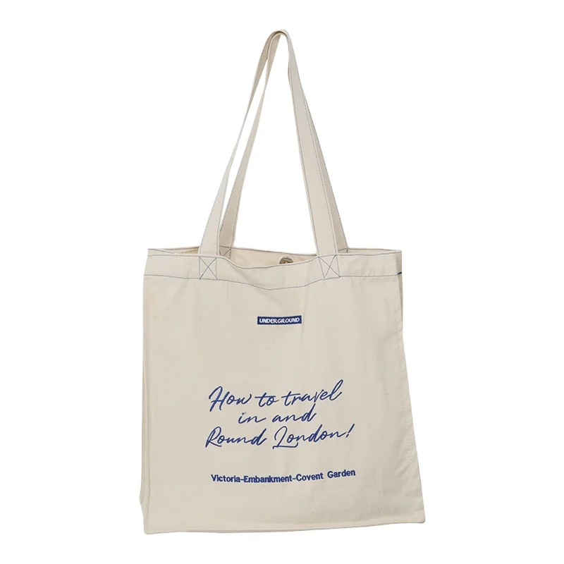 Factory tote large-capacity casual female handbag simple embroidery letter canvas bag, Customizable
Factory tote large-capacity casual female handbag simple embroidery letter canvas bag, Customizable