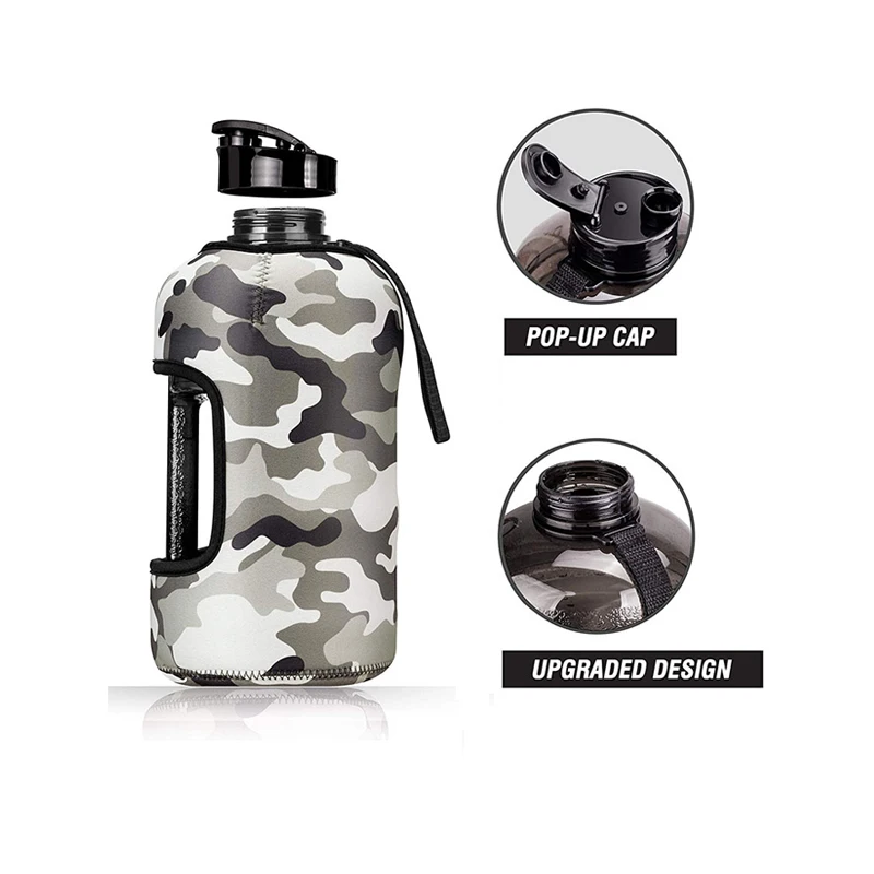 2.2L half Gallon Gym Customized Sleeve Bodybuilding BPA Free Big Sports Water Bottle with Case, Multiple colors
2.2L half Gallon Gym Customized Sleeve Bodybuilding BPA Free Big Sports Water Bottle with Case, Multiple colors