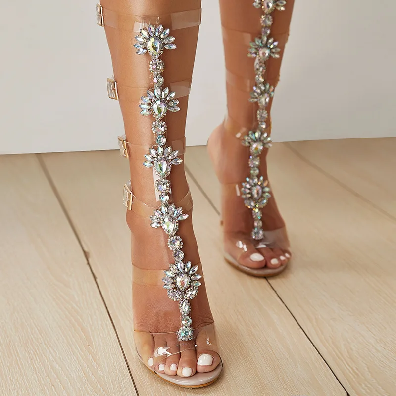 Women's Cool Slim Strap Sexy Open Toe Rhinestone High Heels Stiletto Transparent Sandals Shoes
Women's Cool Slim Strap Sexy Open Toe Rhinestone High Heels Stiletto Transparent Sandals Shoes