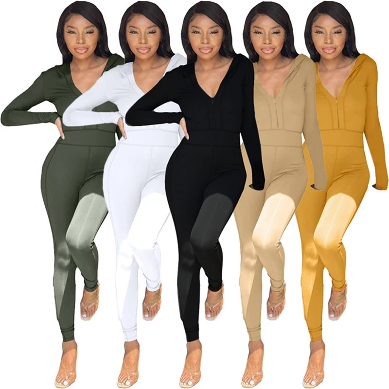 Amazon Hot Sale Women Long Sleeve Solid Color Sexy Deep V Neck Zipper Hoodie Bodycon Jumpsuit Fall Womens Jumpsuits, Black
Amazon Hot Sale Women Long Sleeve Solid Color Sexy Deep V Neck Zipper Hoodie Bodycon Jumpsuit Fall Womens Jumpsuits, Black