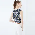 Hot Sale Customized Round Neck Printed Needle Shuttle Stitching Sleeveless Blouse Women