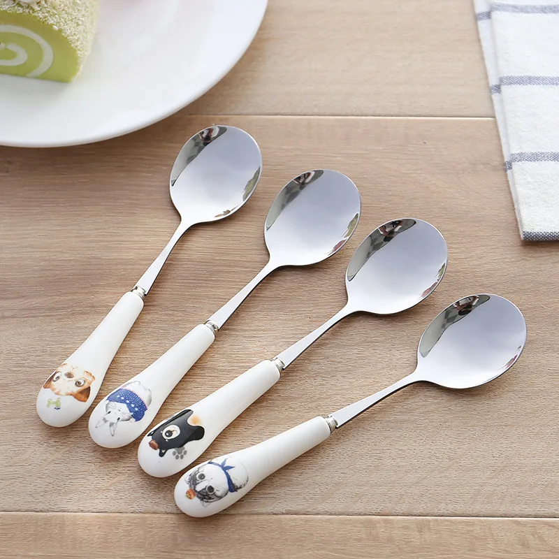 Cute Animal Pattern Stainless Steel Coffee Spoon Ceramic Handle Teaspoon For Children, As picture
Cute Animal Pattern Stainless Steel Coffee Spoon Ceramic Handle Teaspoon For Children, As picture