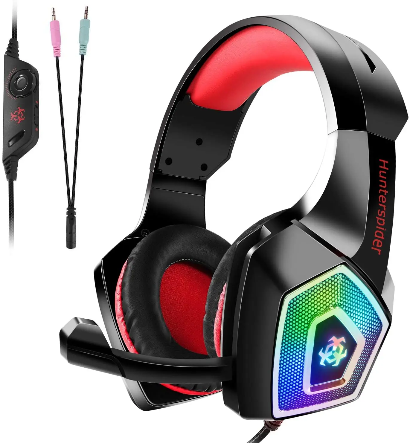 Hunterspider V1 Stereo Bass Game Headphones Gaming Headset with Microphone for PC Head-mounted Colorful RGB Wired Headset
Hunterspider V1 Stereo Bass Game Headphones Gaming Headset with Microphone for PC Head-mounted Colorful RGB Wired Headset