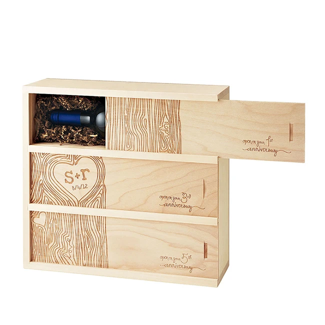 Custom Wooden Wine Packaging Boxes Champagne Bottle Box