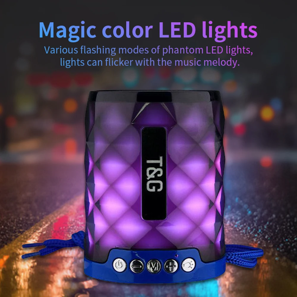2019 Newest TG 155 Mini Bluetooth Speaker with LED Light Wireless Portable Loud Speaker Support Handsfree Call TF Card USB Disk - ANKUX.COM