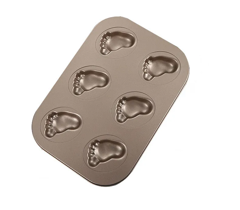 Hot sales Baking cake mold golden non-stick sole shape mold 6-cooks cookie baking pan carbon steel cake mold, Gold
Hot sales Baking cake mold golden non-stick sole shape mold 6-cooks cookie baking pan carbon steel cake mold, Gold