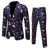 Factory Hot Sale Latest Design Coat Pant Men Floral Printing Suit Set