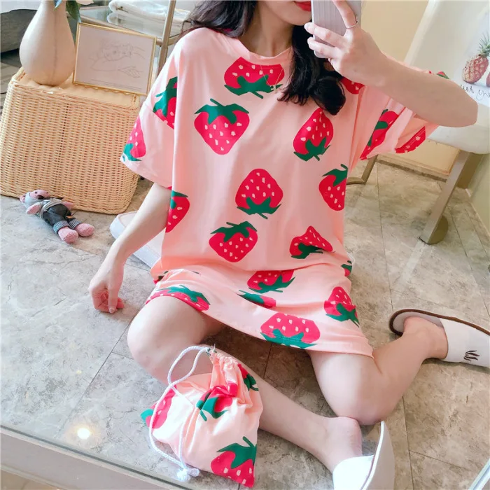 summer sweet and cute bag nightdress female summer short-sleeved pajamas plus size female home clothing
summer sweet and cute bag nightdress female summer short-sleeved pajamas plus size female home clothing