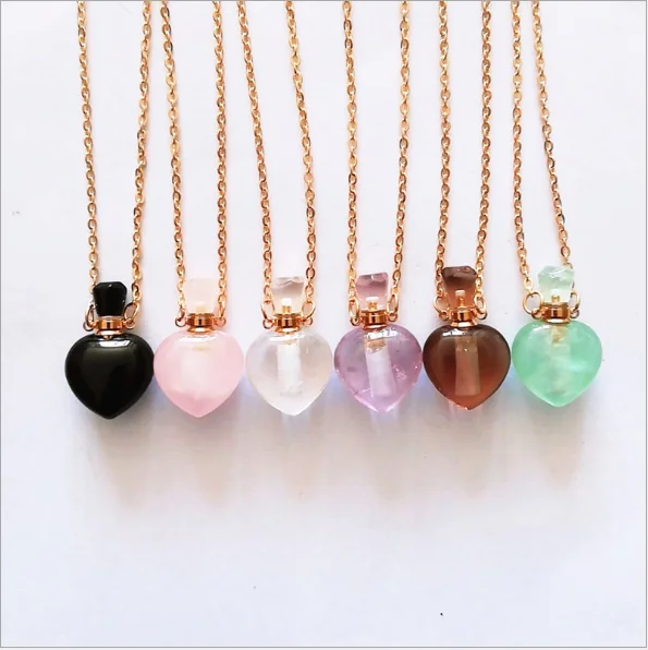 Natural Stone Perfume Bottle Necklace Ladies Necklace Pendant Two Hole Heart Pendant Aromatherapy Oil Bottle Necklace
Natural Stone Perfume Bottle Necklace Ladies Necklace Pendant Two Hole Heart Pendant Aromatherapy Oil Bottle Necklace