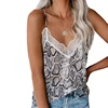 2019 Casual Women Summer Snake Print Lace Cami Tank Top